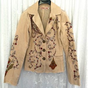 Johnny Was Corduroy Embroidered Blazer Size XS